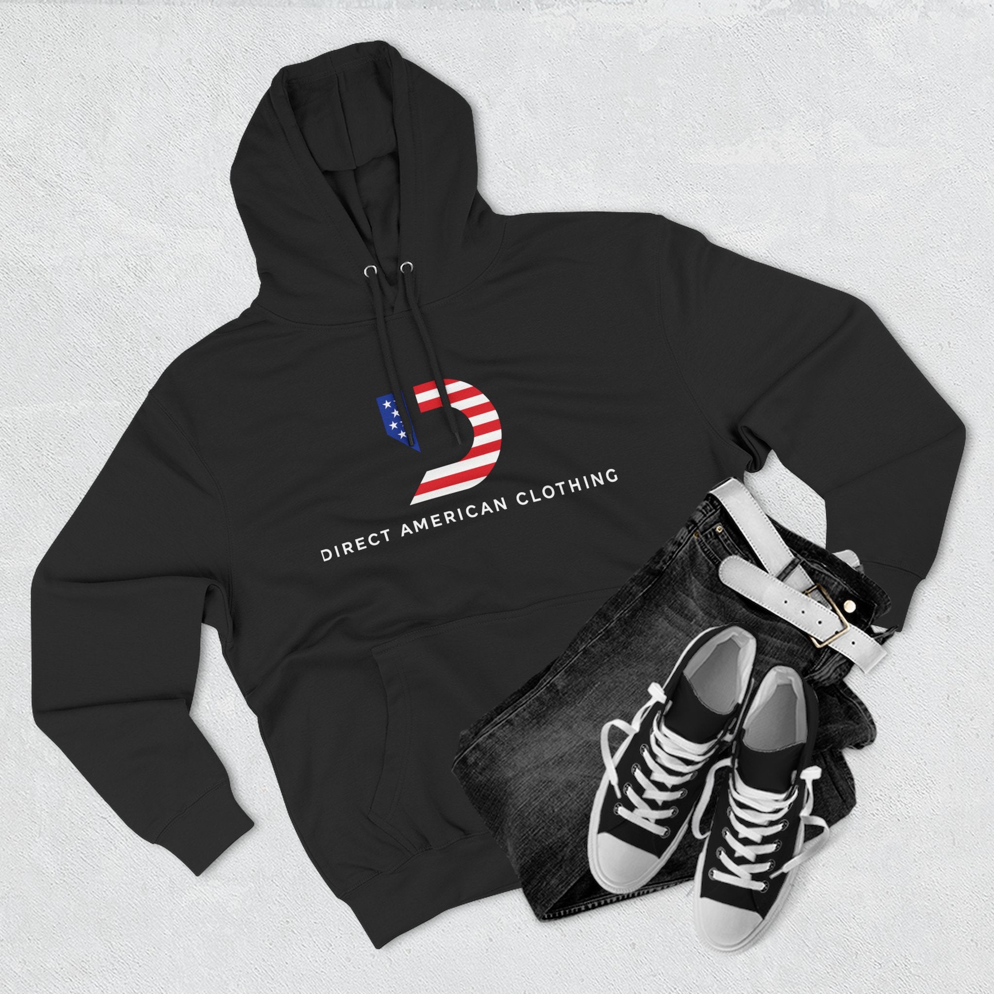 American Flag D Logo Hoodie — Direct American Clothing Fleece Pullover